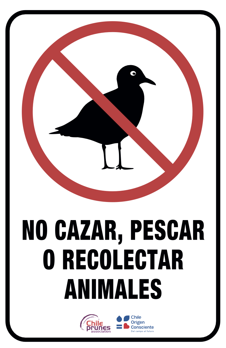 Señalética: No cazar, pescar o recolectar animales